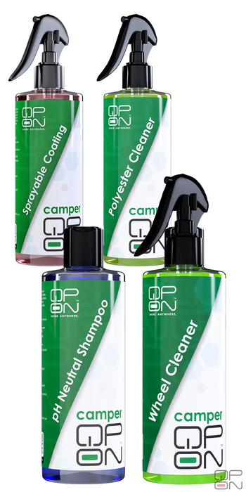 Camper Series - Camper Care kit QP-ON

Kit met schoonmaakproducten voor het wassen en onderhouden van campers. 
