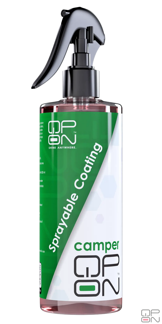 Camper Series - Ceramic Sprayable Coating qp-on

Spuitbare coating speciaal voor het coaten/ berschermen van caravans, afgebeeld in een kunststof fles.